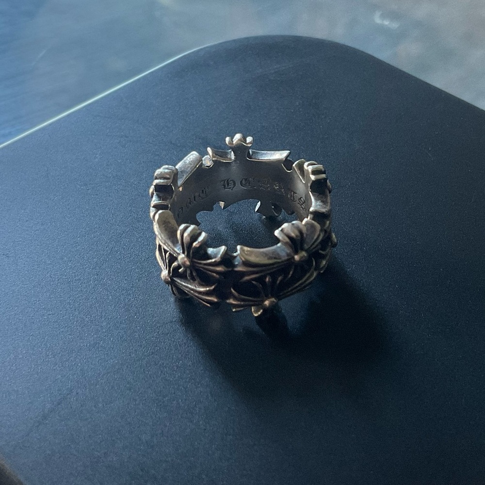 Chrome Hearts .925 Sterling Silver Floral Band Ring